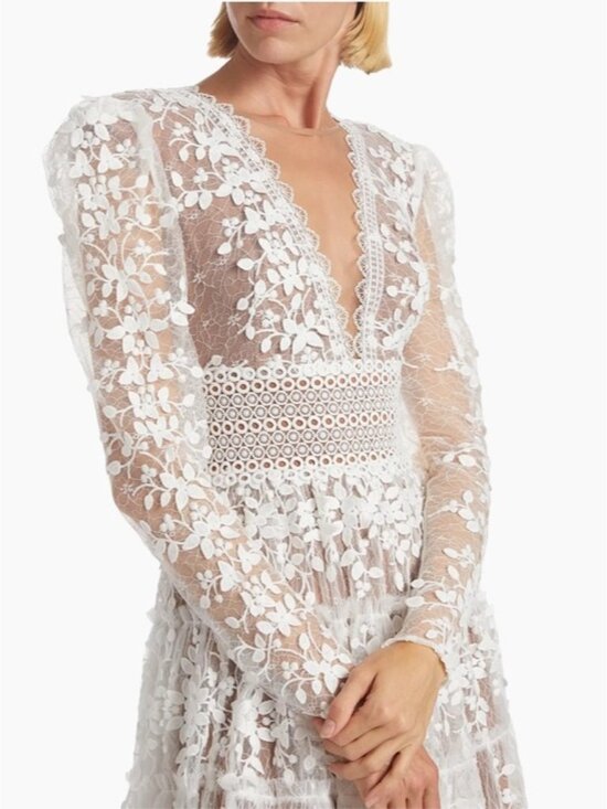 BRONX AND BANCO Megan Lace Long Sleeve Mini Dress | White | NWT - Picture 5 of 16